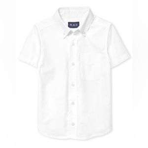 Children’s Place Boy’s Short Sleeve Oxford Uniform Shirt, White, Medium 7/8 NWT